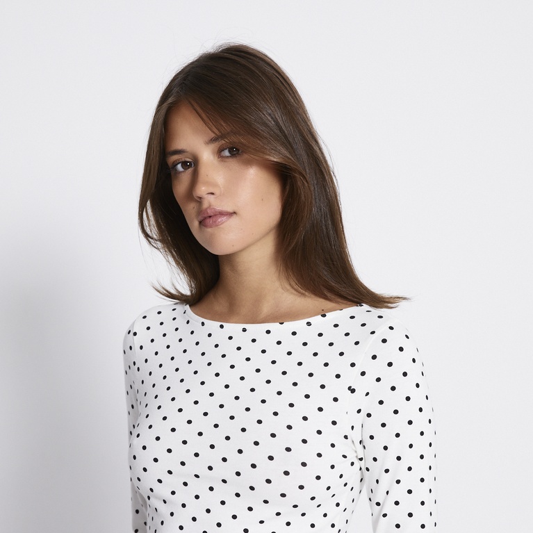 Boat neck 3/4 sleeve top "Desire" Print 1